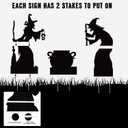 Large Halloween Witch Silhouette Decor Outdoor, Witch, Black Cat and Cauldron Yard Decorations, Scary Halloween Decor for Home, Party, Gift, Waterproof and Durable (Easy Setup with Stakes)