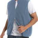 Argstar Men's Fleece Vest with Zipper Pockets, Full-Zip Casual Lightweight Sleeveless Outerwear Gilet Greylish Blue M