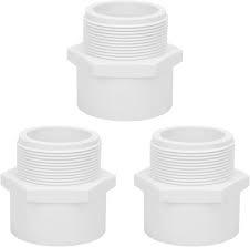 Lswteiz 3Pack 2" PVC Male Adapter Pipe Fittings, 2Way PVC Hose Adapter Coupling with 2Inch Male Hose Thread, Schedule 40, White