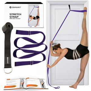 Stretching Strap With Door Anchor - Stretching Equipment to Improve Legs Flexibility - Splits Trainer For Home Ideal In Ballet, Dance, Cheerleading, Taekwondo, Yoga, Pole Dancing & Gymnastics (Purple)