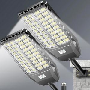10000W Pro Large Solar Street Lights Outdoor with Thickened Shell, Commercial Grade Street Light Dusk to Dawn, Motion Sensor Solar Security Flood Light Waterproof for Yard, Driveway, Parking - 2 Pack