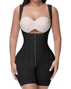 SHAPSHE Fajas Colombianas Moldeadoras Tummy Control Shapewear for Women Tummy Tuck Compression Garment with Steel Bones (Black,XL)