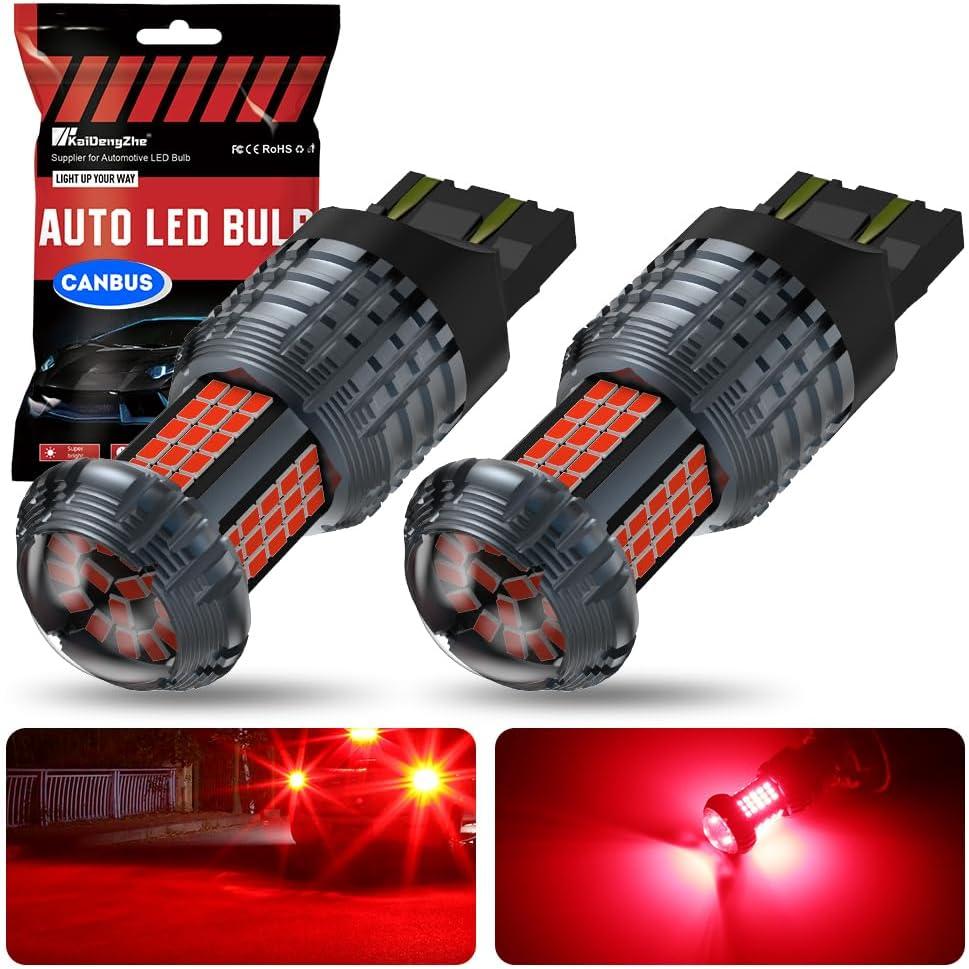 KaiDengZhe 7443 LED Bulb, upgrade Red T20 LED Built in Resistor CANBUS Error Free Anti Hyper Flash 7441 7444 T20 W21W LED Bulb with Projector Replacement for Brake Light Stop Light and DRL-2PCS
