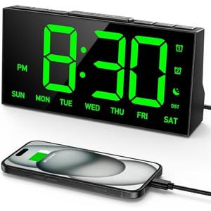GOLOZA Digital Alarm Clocks for Bedrooms, Digital Clock with 4 Level Brightness +Off, Dual Customizable Alarms, USB Port, Power-Off Memory, Snooze, DST, 12/24H, Desk Clock for Kids Adults Elderly