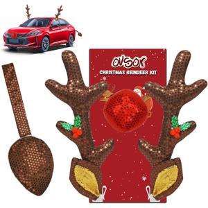 ovsor Christmas Reindeer Car Decoration - Christmas Antler Kit with 4 in 1 for Reindeer Car Decoration, Car Decorations Exterior as Way of Expanding Christmas Spirit