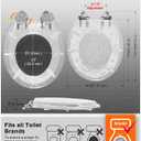 Resin Toilet Seat Round with Easy Clean Adjustable Hinges, Soft Close Quick Release Heavy Duty Silver Glitter Cover Acrylic Toilet Seats (Round 17 Inch, Silver Foil, Upgraded hinge)