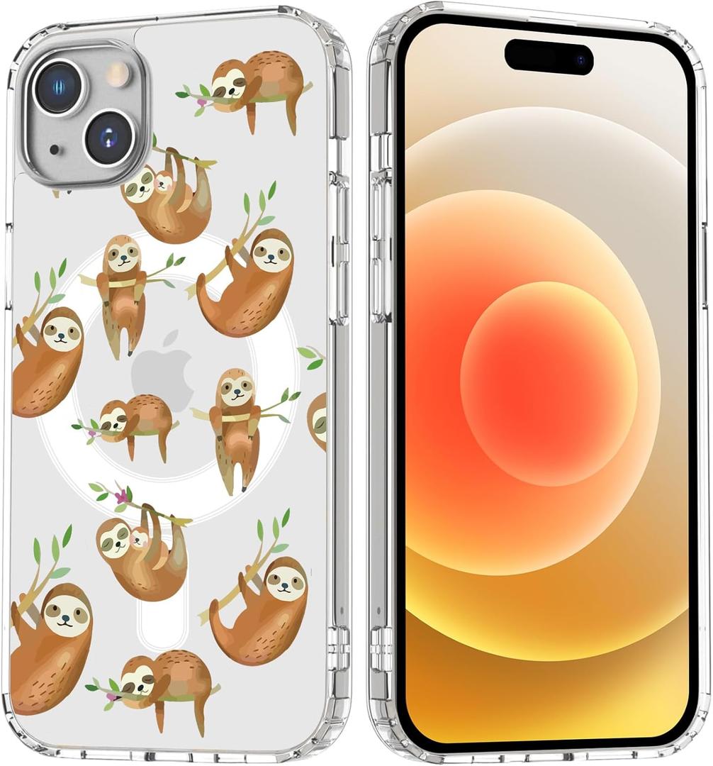 Sloth Magnetic Case for iPhone 12/12 Pro with MagSafe Wireless Charging Clear Cute Lovely Painting Girls Woman Soft Slim TPU Anti-Scratch Shockproof Protective Case