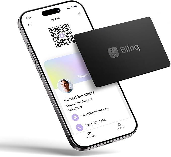 Blinq Digital Business Card - NFC Card - Instant Share via Tap - Compatible with iPhone & Android (Black)