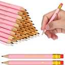 Nezyo 50 Pieces Baby Shower Half Pencils 4 Inch Mini Presharpened Golf Pencils with Erasers for Office Party Game Supplies(Sweet Baby Girl)