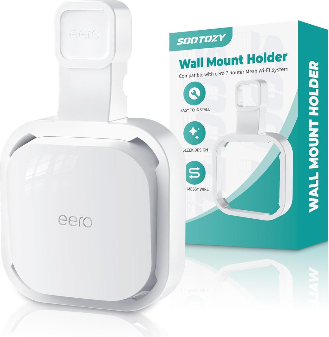 Wall Mount Holder for eero 7 Router Mesh Wi-Fi System  No Messy Wires, Space-Saving Outlet Wall Mount Holder for eero 7 Extender, Stand Bracket for eero 7 (White-1pc)