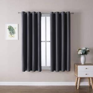 ChrisDowa Grommet Room Darkening Curtains for Bedroom and Living Room - 2 Panels Set Thermal Insulated Blackout Curtains (Dark Grey, 52W x 45L)