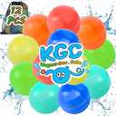 12 PCS Reusable Water Balloons - No Magnets, Self Sealing Silicone Water Bomb with Mesh Bag, Quick Fill Water Splash Ball for Outdoor Activities, Summer Toys Swimming Pool Toys Party Gift for Kids (6 Color)