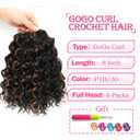 Gogo Curl Crochet Hair 8 Inch Short Curly Crochet Hair for Black Women Beach Curl Water Wave Curly Crochet Braids Hair, Deep Wave Synthetic Braiding Hair Extensions(8 inch P1B/30)