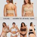 OEAK Strapless Bras for Women Wireless Bandeau Bra Non Slip Push Up Tube Top Seamless Bras Comfortable Padded Bralette XL