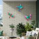 WAIU Metal Wall Art Decorative Hanging Ornaments Hummingbird Butterfly Dragonfly 3-Piece Set Suitable for Living Room Bedroom Garden Porch Patio Wall Decor Ornaments