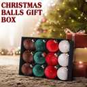Liliful 12 Pcs 4 Color Velvet Christmas Balls and Stars 3.15 Inch Flocked Christmas Tree Ball Ornaments Plastic Ball Decorations with Gift Box for Xmas Tree, Party, Holiday, Wedding