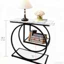 AT-VALY Pair of 2 Side Table with Storage Shelves,3-Tier End Table, Small Sofa Side Table for Living Room, Bedroom (Black)