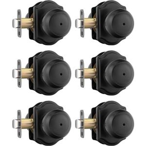 Goldenwarm Matte Black Door Knobs Interior, Privacy Door Knob for Bedroom & Bathroom, Black Interior Door Knobs, 6 Pack