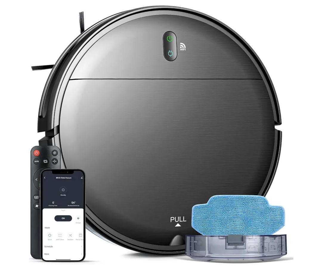 MAMNV Robot Vacuum and Mop,2 in 1 for Carpet & Hard Floor,Robotic Vacuum Cleaner with Alexa/Voice/App,Powerful & Quiet for Pet Hair,Slim 2.87"