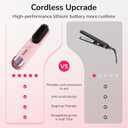 Go Brush Pro for Short Hair Hair Straightener Brush Cordless & Portable with 300M Negative Ions, 4 Temps Fast Heating, Game Day Ready Styling Tool for Watch Parties, Travel & Daily Use Pink