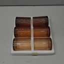 Physkoa 6-Piece Brown Ribbed Glassware Set Vintage Drinking Glasses in Ochre, Umber & Espresso 12oz Tumbler Cups for Water, Juice, Iced Coffee, Whiskey, Cocktail Aesthetic Colored Glasses