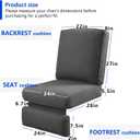 Outdoor Recliner Replacement Cushion Waterproof,Wicker Reclining Patio Chair Cushions with Footrest, Olefin Recliners Deepseat Chairs Pad UV Resistant,Cushions Only (Dark Gray, 23.82*27.95*5.5")