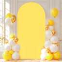 7.2FT Yellow Wedding Arch Cover Spandex Fitted Arch Covers Stretchy Backdrop Round Top Chiara Backdrop for Birthday Party Ceremony Banquet Decoration