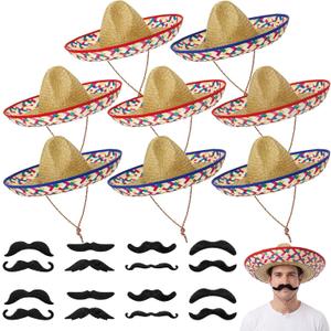 Sombrero Hats Set Fake Mustaches Beards