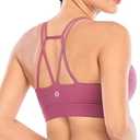 RUNNING GIRL Sports Bras for Women Backless Padded Sports Bra Tank Top Long Line Gym High Impact Sports Bra Push up(Rose Red, M)