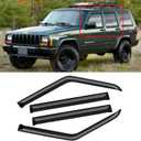 Window Visor for Jeep Cherokee 1984-2001 (Excludes Limited Model), Out-Channel Rain Guards Shields Vent Deflector Shade Wind Dark Smoke, Tape-On Outside-Mount, 4PCS