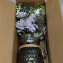 Fake Flowers in Vase,8 Dahlias,Silk Artificial Flowers in Vase,Centerpiece Table Decorations,Faux Flowers in Vase with a Flower Arrangement Holder