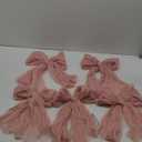 1 String of 6 Pink Bows Garland Banner Decoration, Adjustable Pre-Strung Ornaments for Birthday, Bachelorette Party, Bridal Shower, Wedding, Engagement, Baby Shower, Graduation Decor, Anniversary
