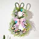 25 Inch Easter Bunny Wreaths for Front Door Decoration,Easter Door Wreath with Pastel Eggs Artificial Floral Decorations for Home Indoor Outdoor Porch Wall