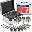 20PC TCT Carbide Hole Saw Kit 1/2" - 2-1/8" Tungsten Carbide Drill Bits Set with Titanium Pilot & L-Wrench, for Hard Metal Stainless Steel, Iron, Aluminum with Aluminium Case.
