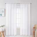 OWENIE Crushed White Sheer Curtains 54 Inch Length 2 Panels, Light Filtering Crinkled Textured Voile Sheer White Curtain Panels/Window Drapes for Living Room/Bedroom Window Treatments, 42 x 54 Inch