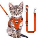 Kitten Harness and Leash Seat, 3 in 1 Adjustable Breathable Soft, Easy to Control Reflective Cat Harness Escape Proof, Cat Products, Orange, XXS