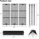 CANDANA Replacement Parts for Chargriller 3001, 3008, 3030, 4000, 5050, 5252 Grill Models, Stainless Steel Burner, Porcelain Steel Heat Plates, Porcelain Cast Iron Cooking Grid Grates, Igniters