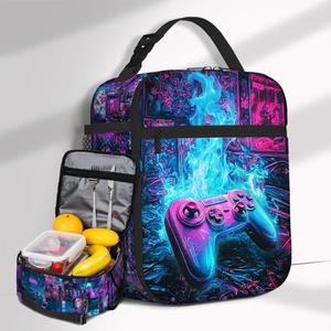 Video Game Lunch Bag for Boys Girls Kids Insulated Lunchbox For Kid Teen Students Reusable Game Lunch Box for School Work Office Travel Picnic Waterproof Leakproof Portable Fits Most Bento Boxes