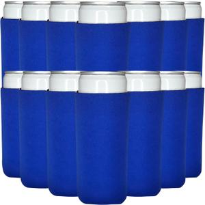 TahoeBay Slim Can Cooler Sleeves (50-Pack) Skinny Tall Cans 12 Oz Bulk Thin Seltzer Fit Sublimation Blanks for Vinyl Plain Blank Foam Beer Bottles Black White Assorted Solid Set (Royal Blue)