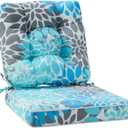 JMGBird Outdoor Chair Cushions Set - 19"x19" Deep Seat & Back Cushions, Water-Resistant Tufted Pillows for Patio Furniture (Light Blue With White)