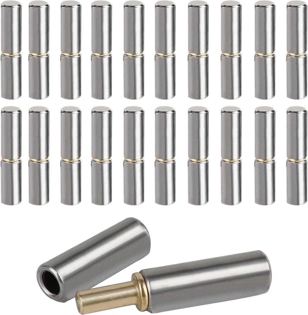 20 Pcs Weldable Barrel Hinges 3 Weld On Barrel Hinges, Carbon Steel Weldable Bullet Door Hinges, Heavy Duty Detachable Gate Hinge for Swing Door, Trailer Ramp, Pin OD 1/2 inch