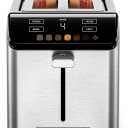 Chefman Smart Touch 2 Slice Digital Toaster, 6 Shade Settings, Touchscreen Controls, Extra-Wide Slots for Thick Breads & Bagels, +10 Seconds, Defrost, Removable Crumb Tray  Stainless Steel