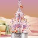 Christmas Tree Building Block Set, 730 PCS Christmas Music Box Bricks Model Kit, Construction Toy for Adults Girls