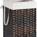 SONGMICS Laundry Hamper with Lid, 17.2 Gallon (65 L) Synthetic Rattan Clothes Laundry Basket with Lid and Handles, Foldable, Removable Liner, Chestnut Brown ULCB165ME01
