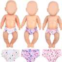 3 Pcs Baby Doll Diapers Underwear for 14-18 Inch Dolls, Colorful Cartoon Pattern Design Doll AccessoriesSuitable for Baby Girls