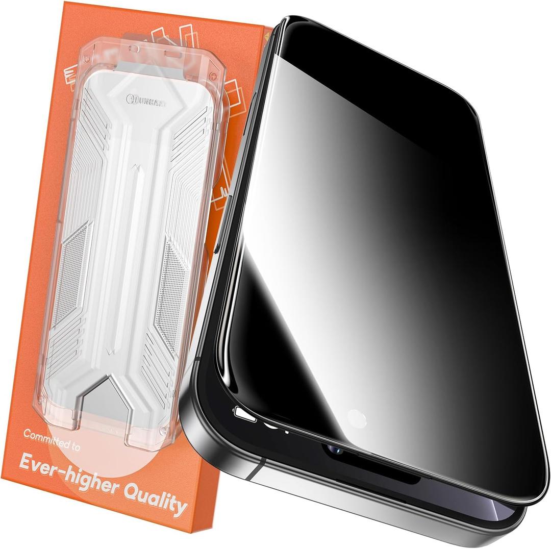 360 Privacy Screen Protector for iPhone 16 Pro Max,Full Coverage 9H+ Hardness Tempered Glass Easy Installation Anti Spy Private Bubble-Free