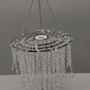 Cioceen Acrylic Chandelier Shade, Ceiling Light Shade Beaded Pendant Lampshade with Crystal Beads and Chrome Frame for Bedroom, Wedding or Party Decoration, Diameter 8.7'' 3 Tiers