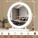 ROLOVE 13 Inch Vanity Mirror with Lights, Round Make Up Mirror with Lighting, LED Mirror Makeup Mirror with Lights for Bedroom Tabletop, Smart Touch Control, 360 Rotation (White)