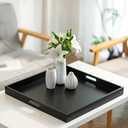 Hanobe Ottoman Tray for Living Room: Modern Extra Large Black Serving Decorative Trays with Cutout Handles for Coffee Table Home Decor, 20"