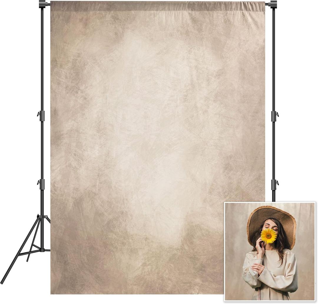 Abstract Professional Photography Backdrop for Adult Portrait Photo Studio Props Booth Background Photoshoot with Thick Ployester Roller Pocket on Top(Beige-8x10ft)